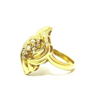 jewelry K18 D0.16ct flower motif Ring K18 Yellow Gold Gold